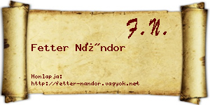Fetter Nándor névjegykártya
